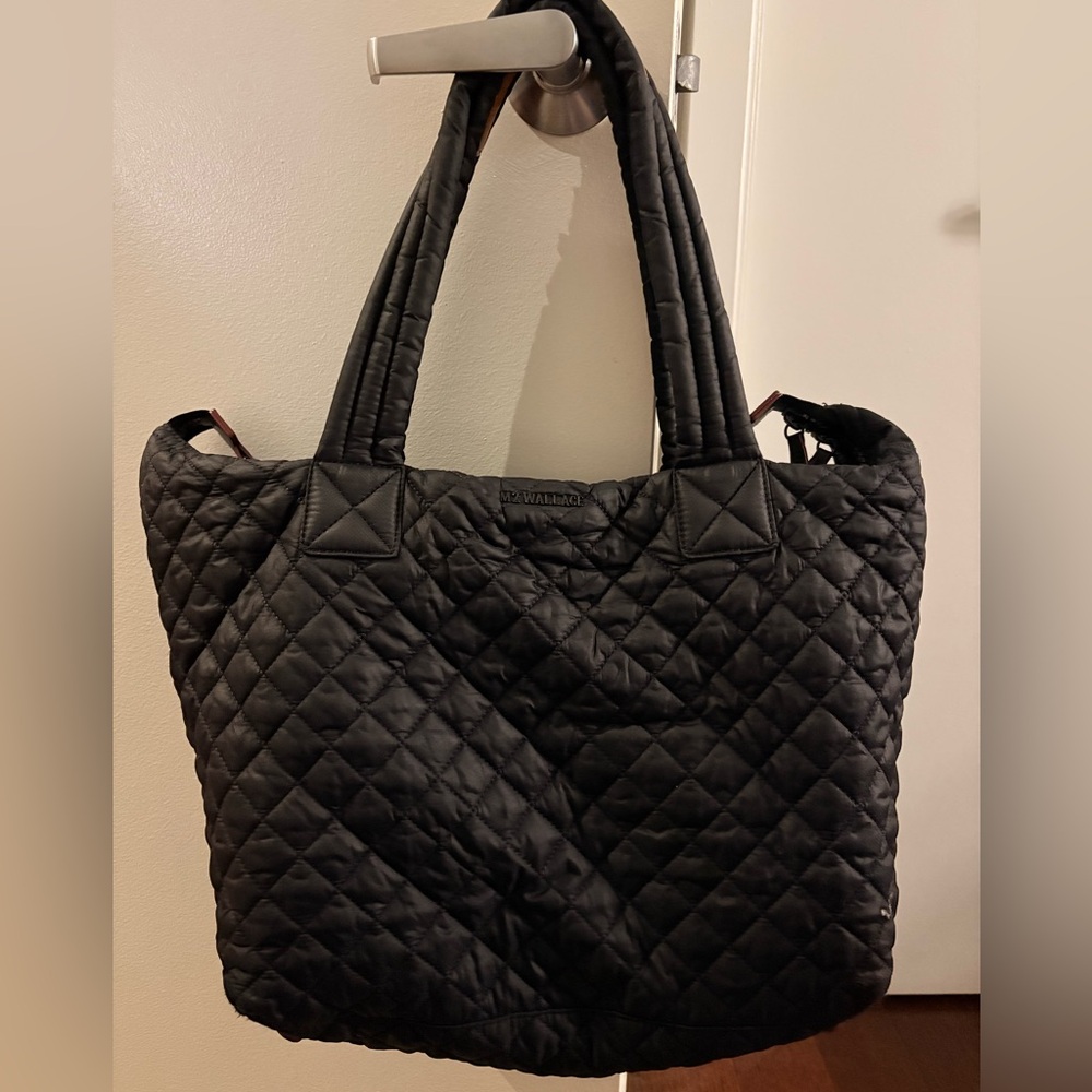 MZ Wallace Black Shoulder Tote w/Crossbody Strap & Makeup Pouch